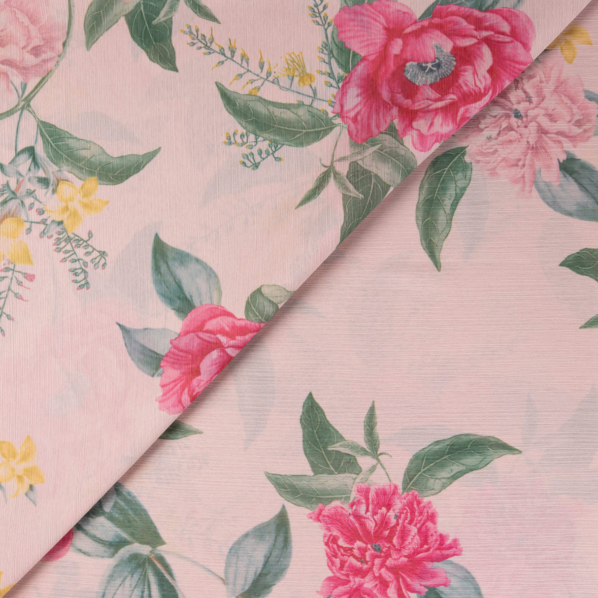 Mousseline crinkle - Fleurs roses