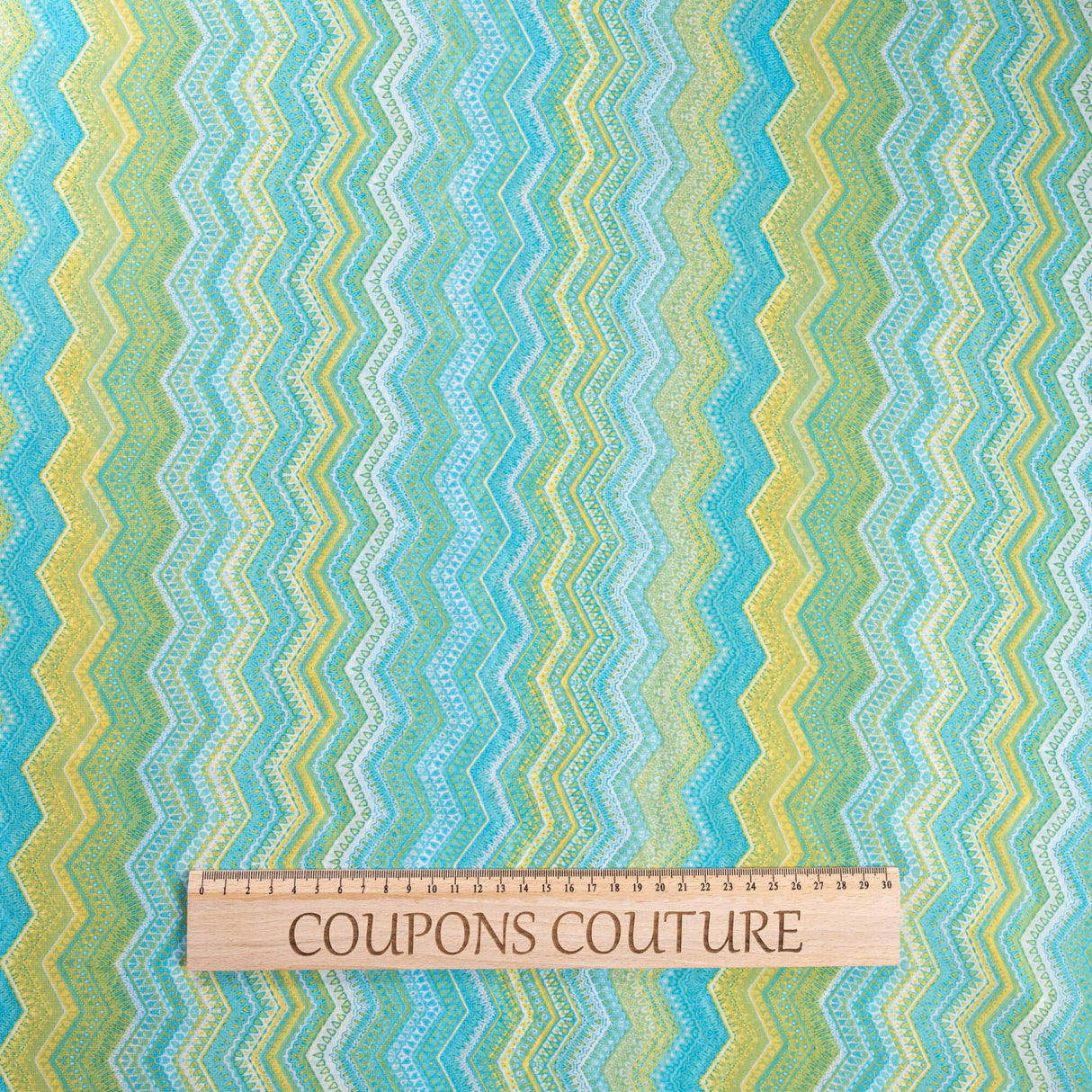 Mousseline - Zigzag turquoise et jaune