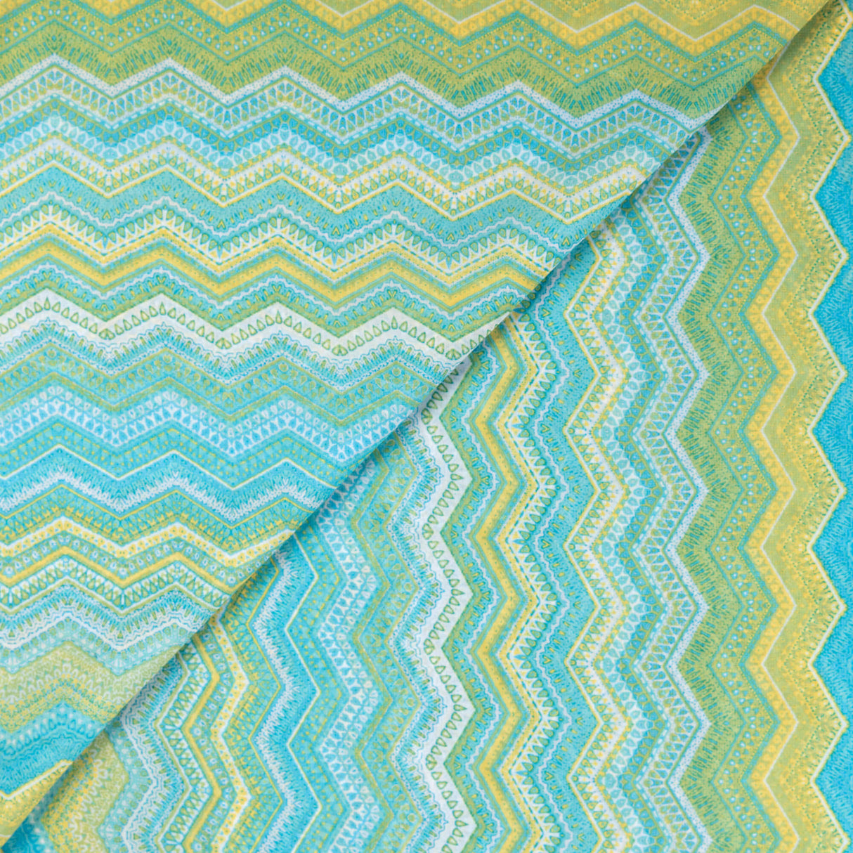 Mousseline - Zigzag turquoise et jaune