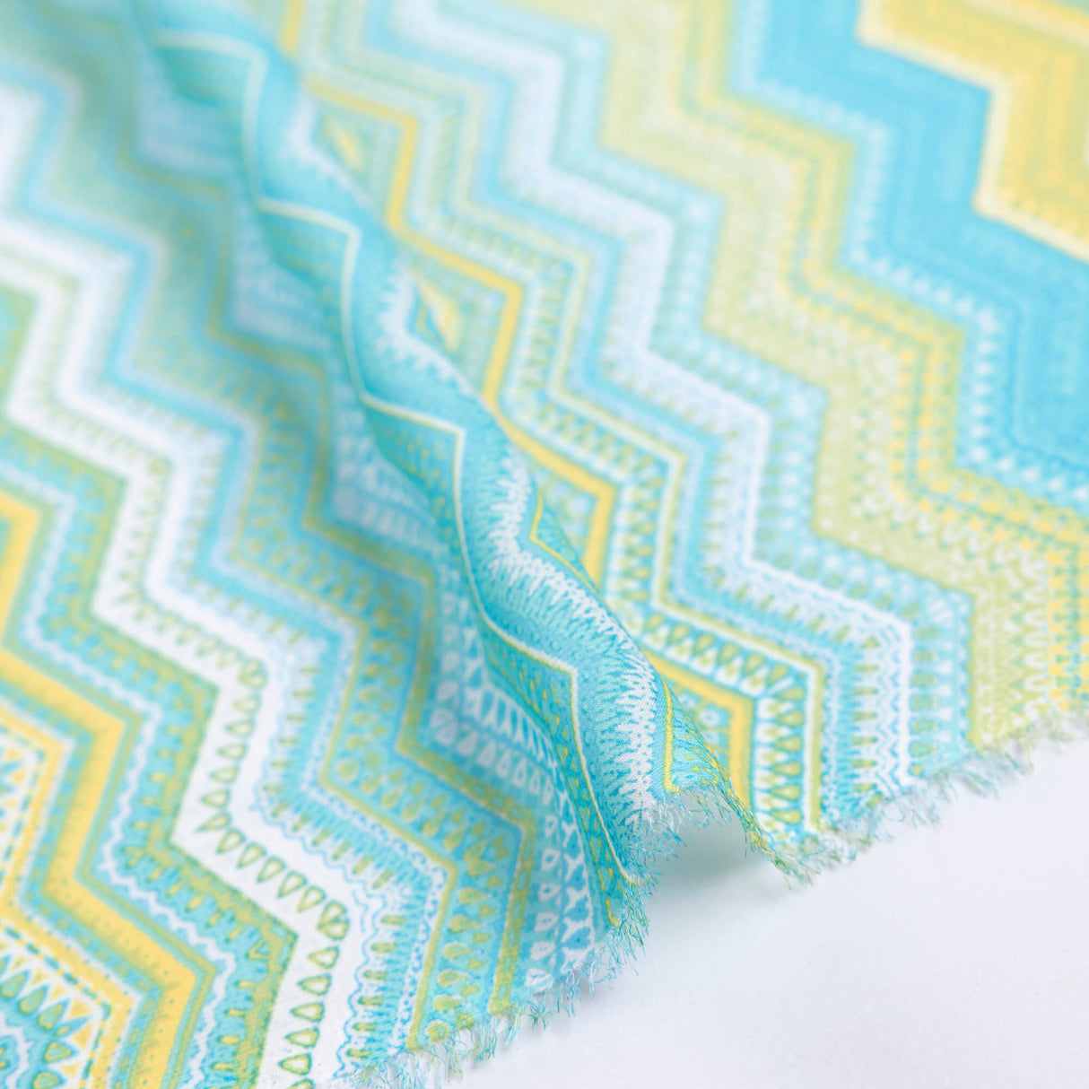 Mousseline - Zigzag turquoise et jaune