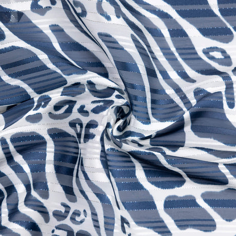 Mousseline bande satin lurex – Safari bleu