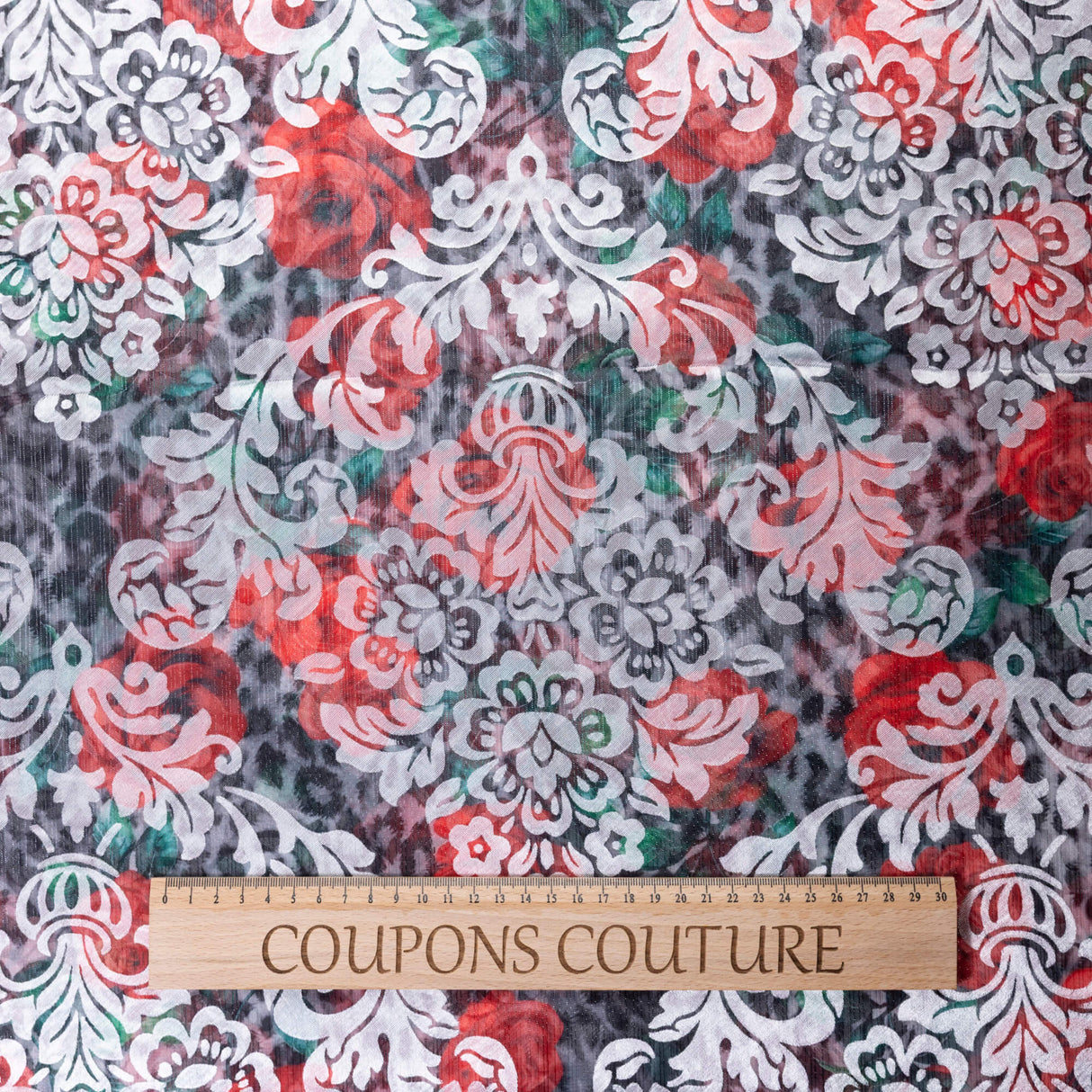 Mousseline rongeante lurex – Rouge baroque