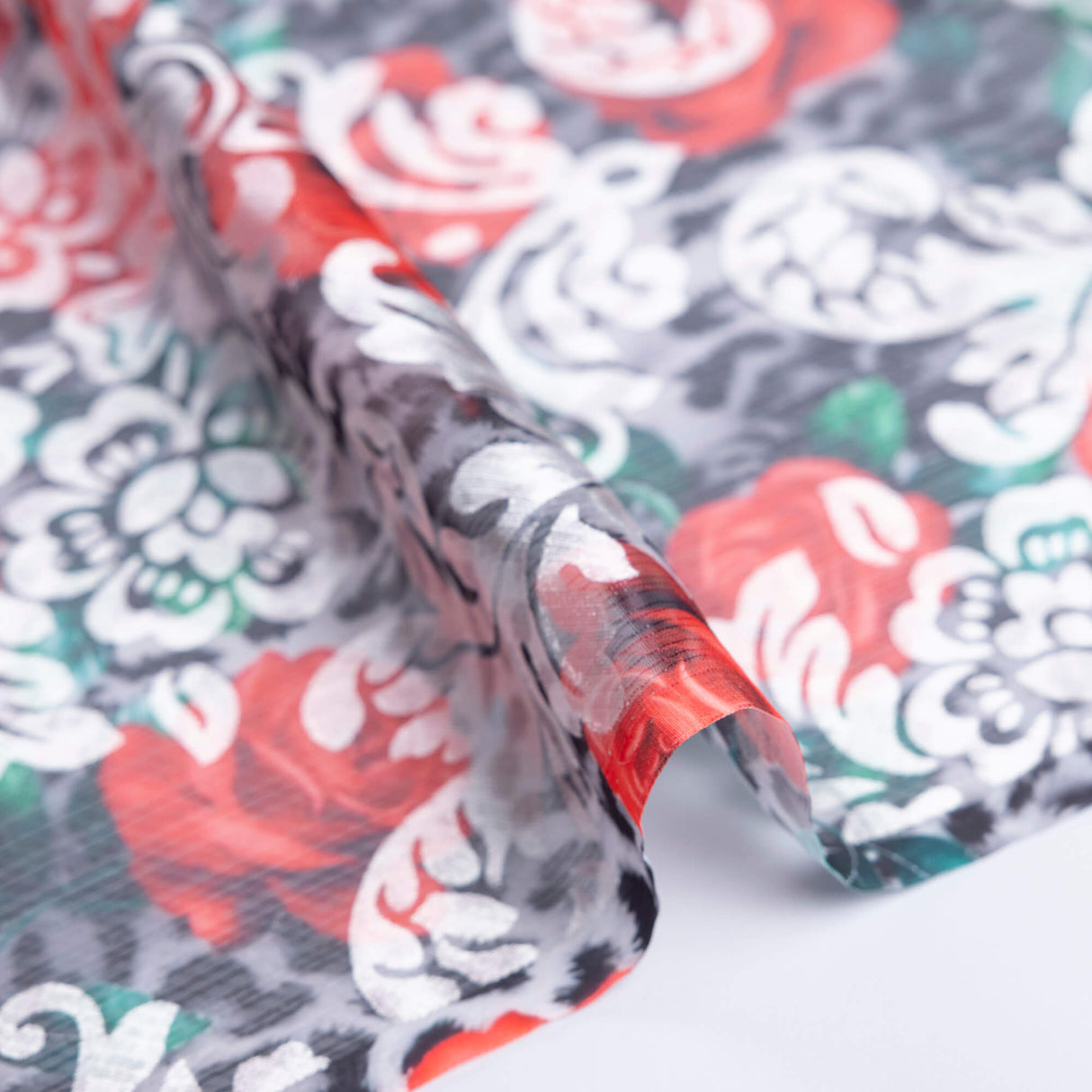 Mousseline rongeante lurex – Rouge baroque