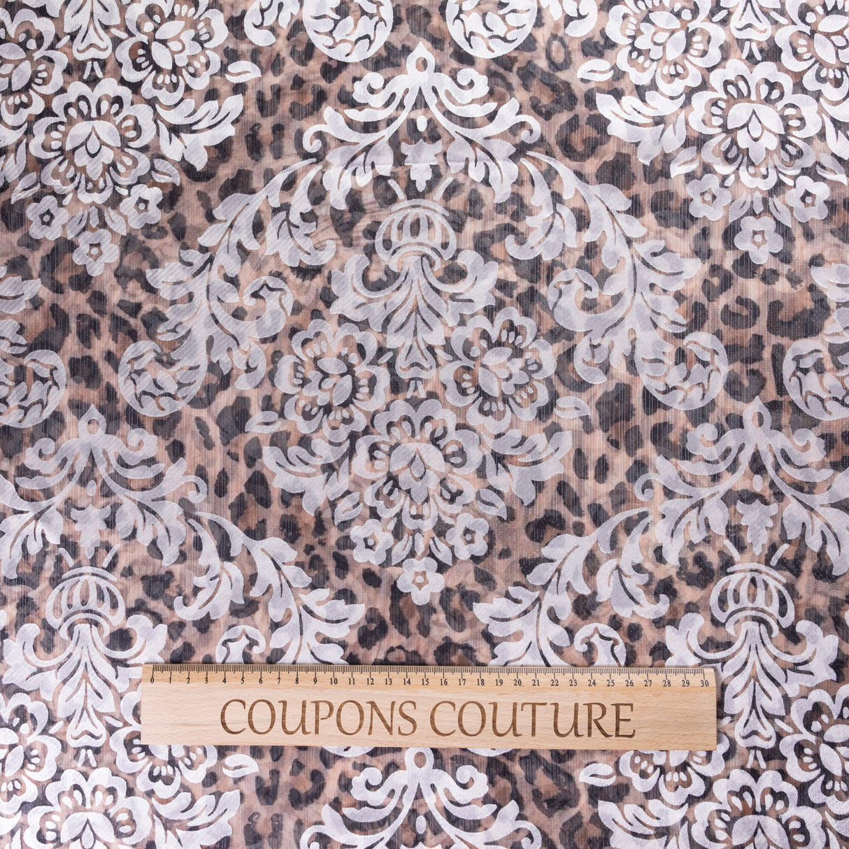 Mousseline rongeante lurex – Léopard baroque beige