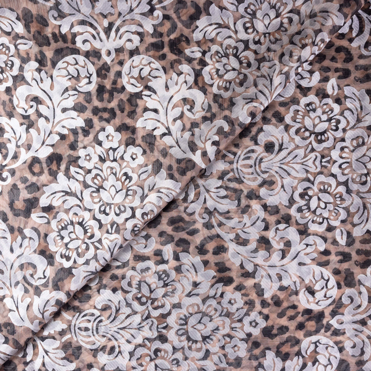 Mousseline rongeante lurex – Léopard baroque beige