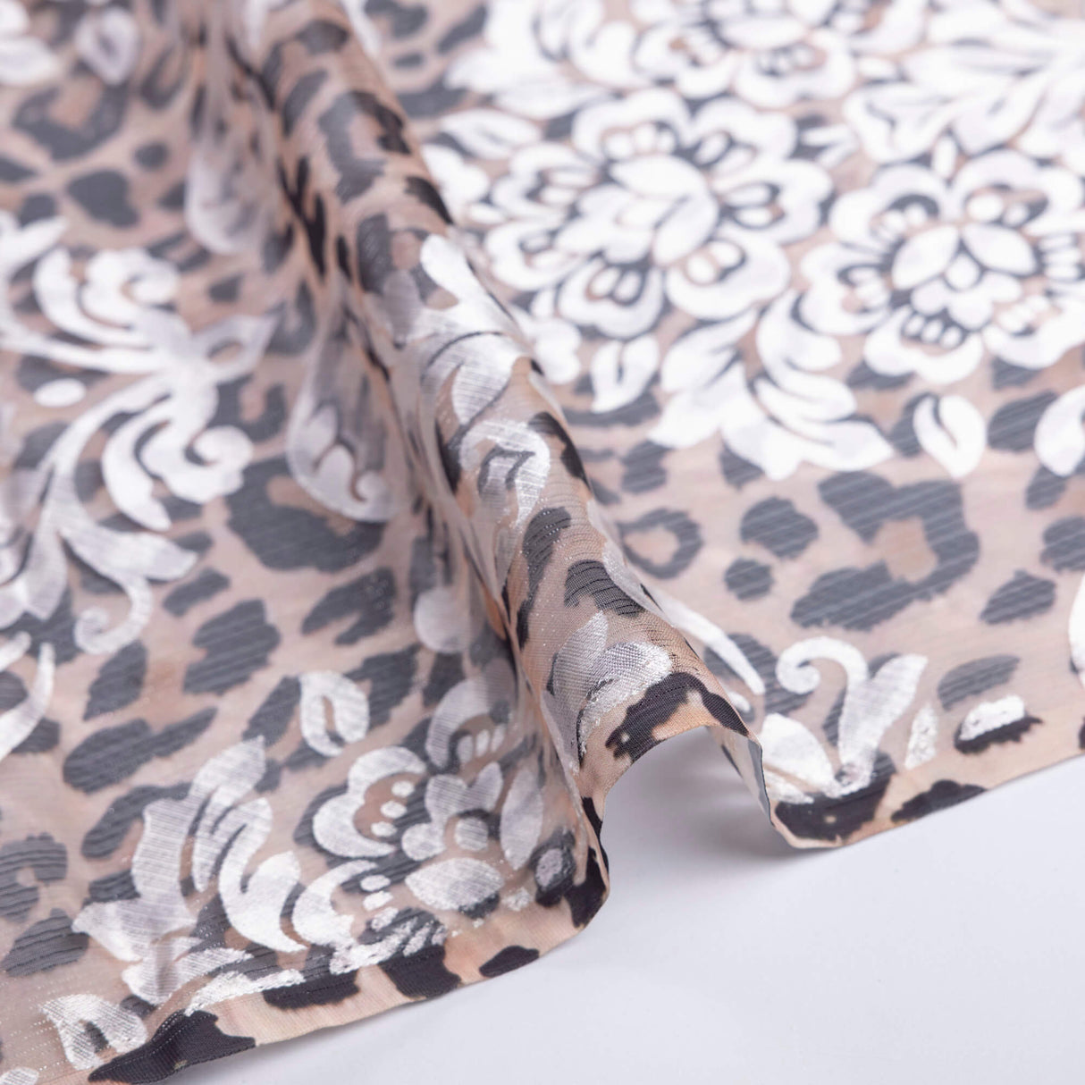 Mousseline rongeante lurex – Léopard baroque beige