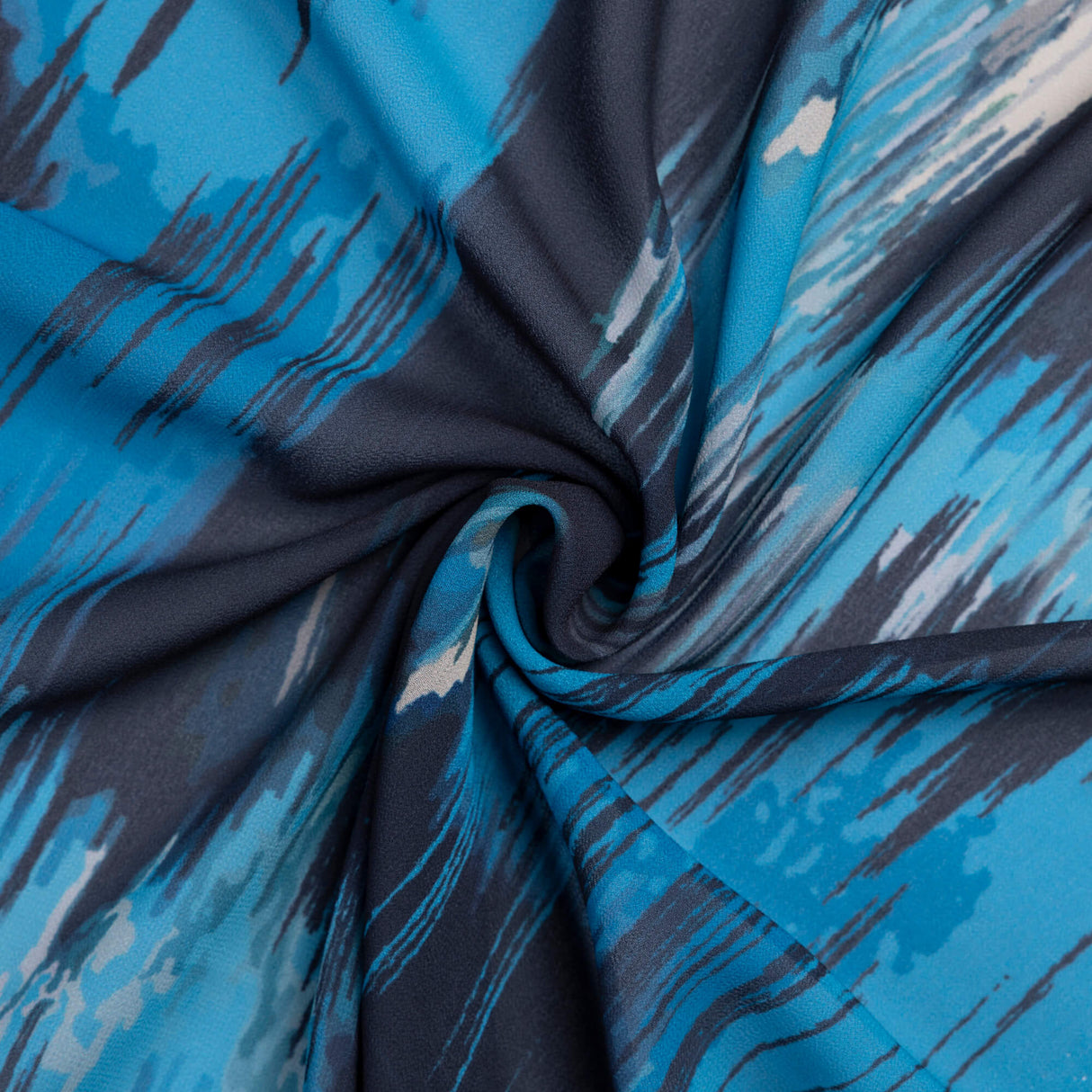Georgette imprimé - Effet aquarelle bleu nuit