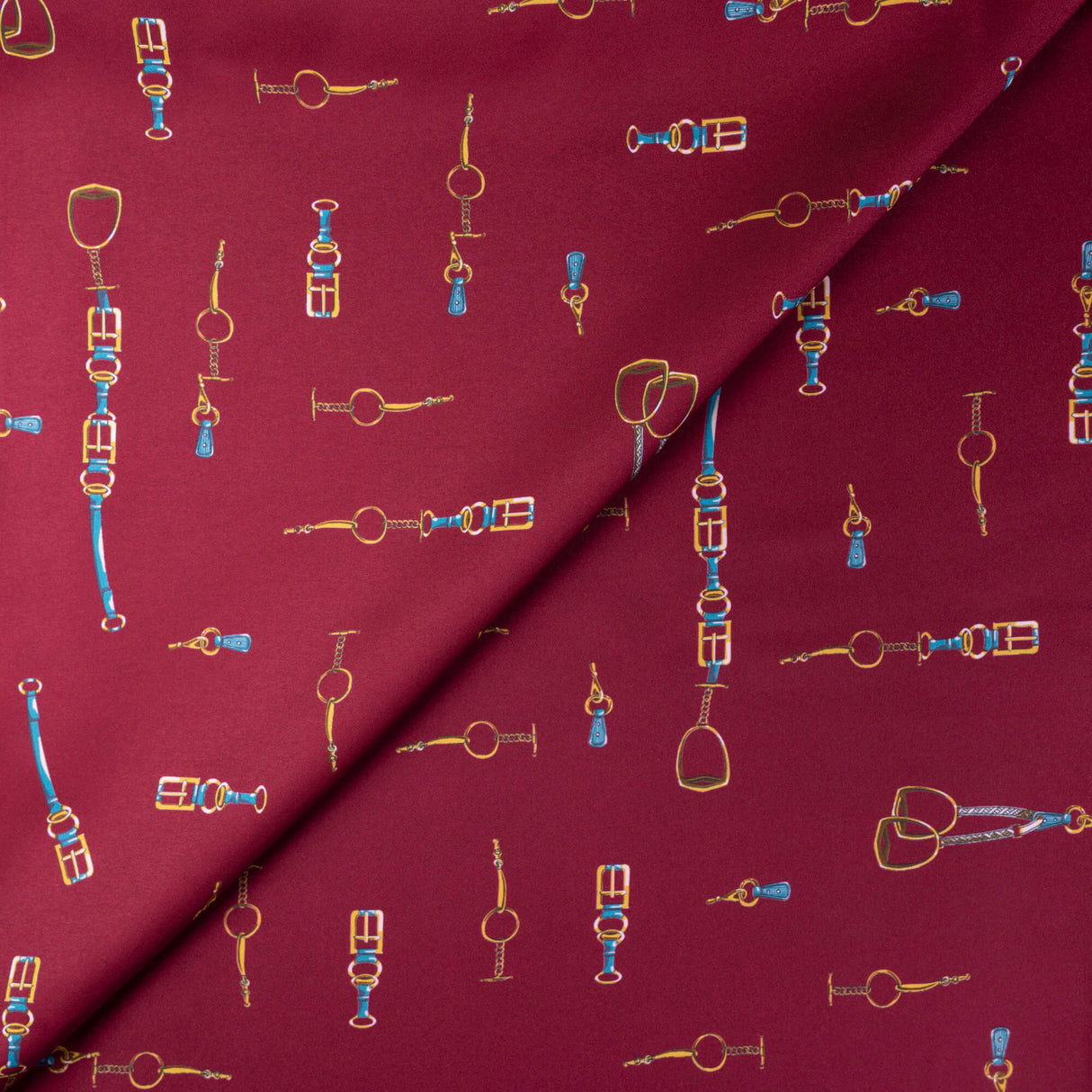 Twill imprimé – Étriers bordeaux