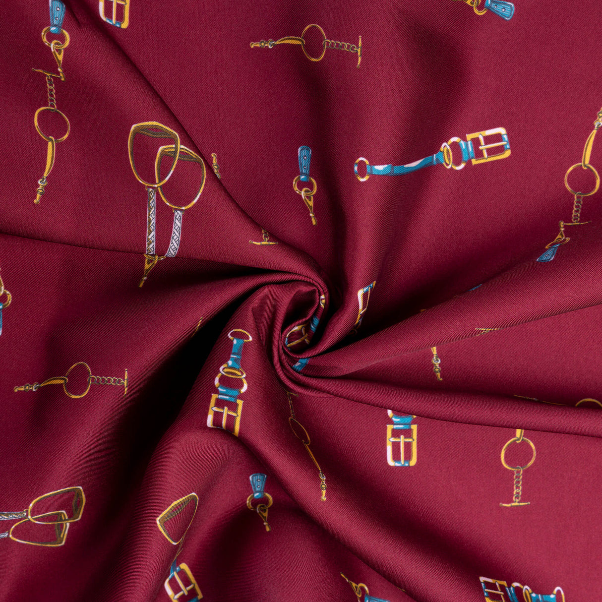 Twill imprimé – Étriers bordeaux