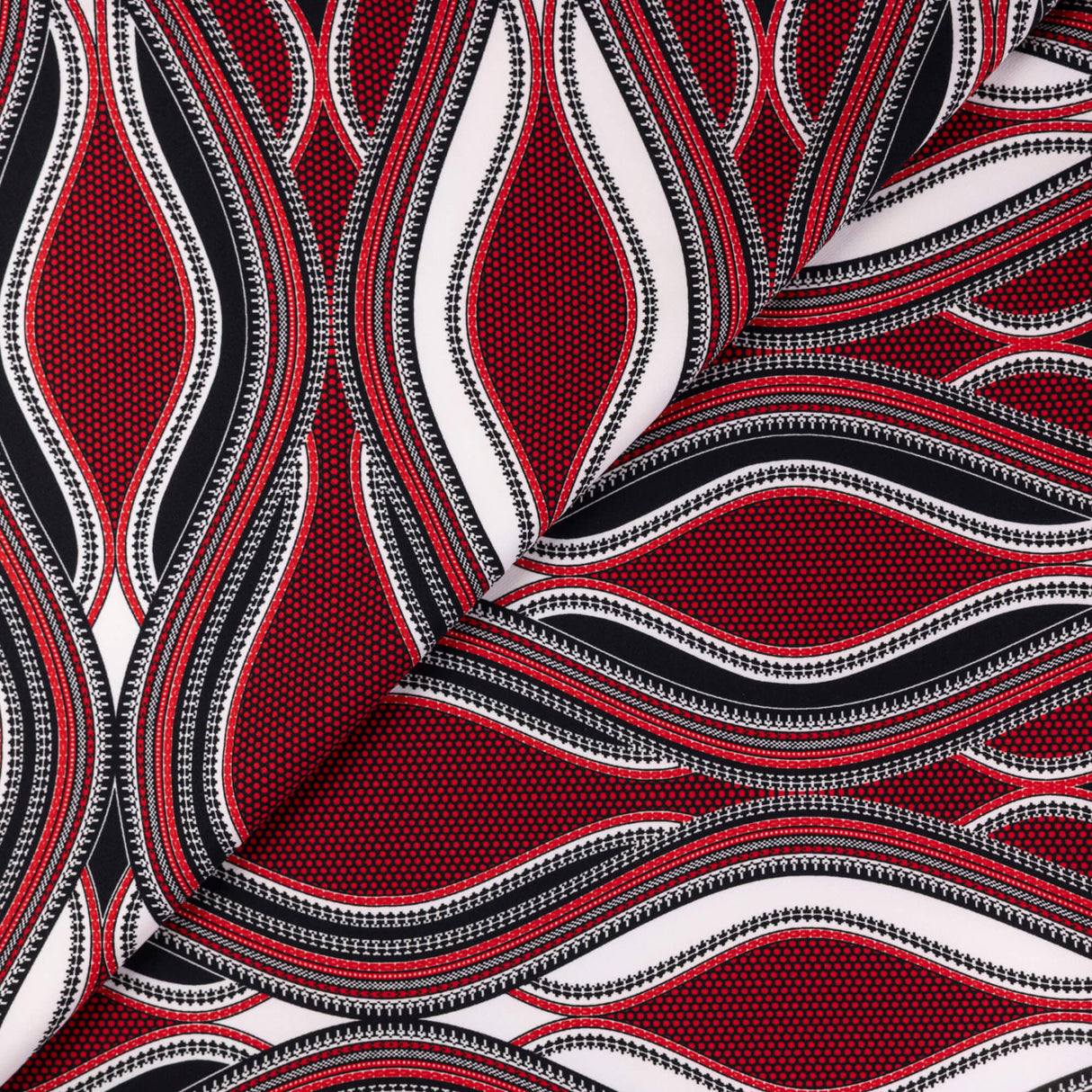 Crêpe tricotine – Ondulations rouges