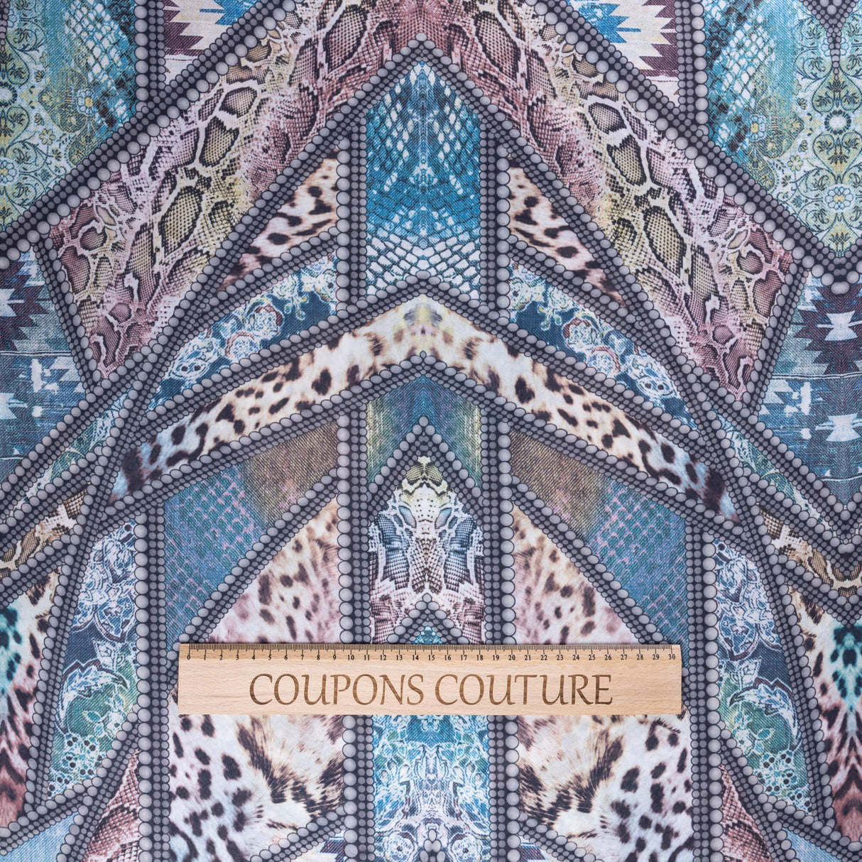 Crêpe léger – Mosaïque sauvage bleu
