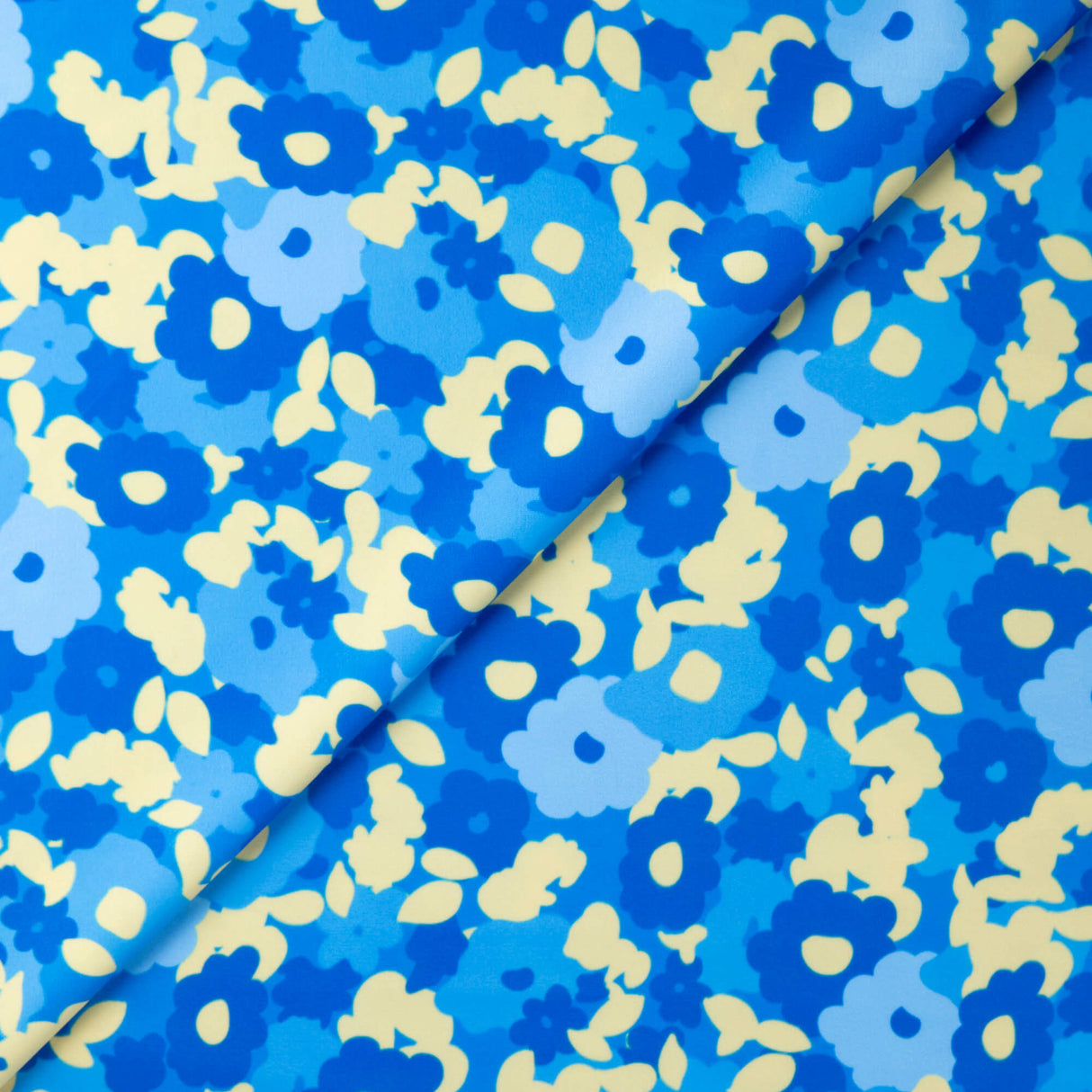 Tissu jersey maillot de bain - Fleurs bleues