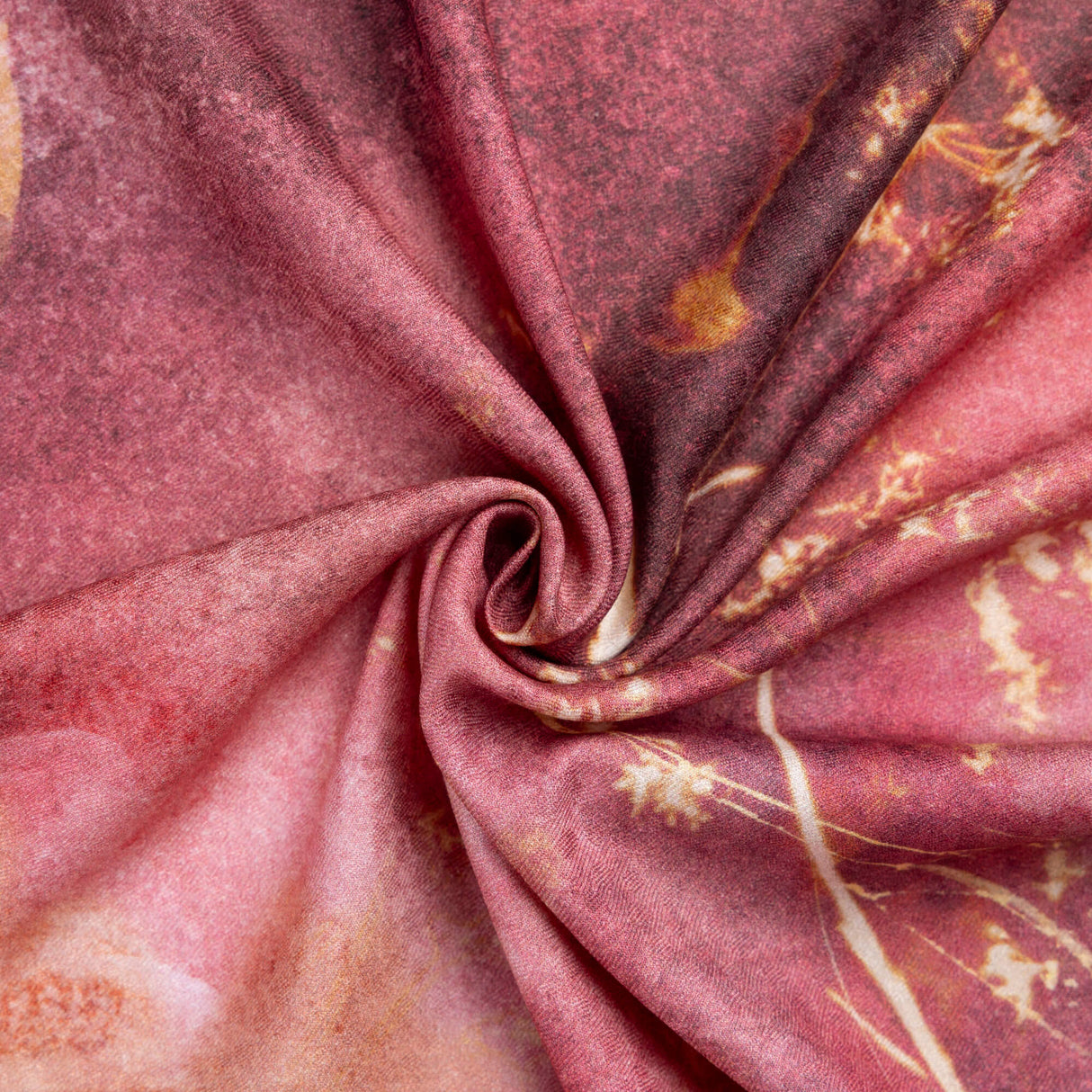 Twill 100% viscose - Fleurs estompées vieux rose