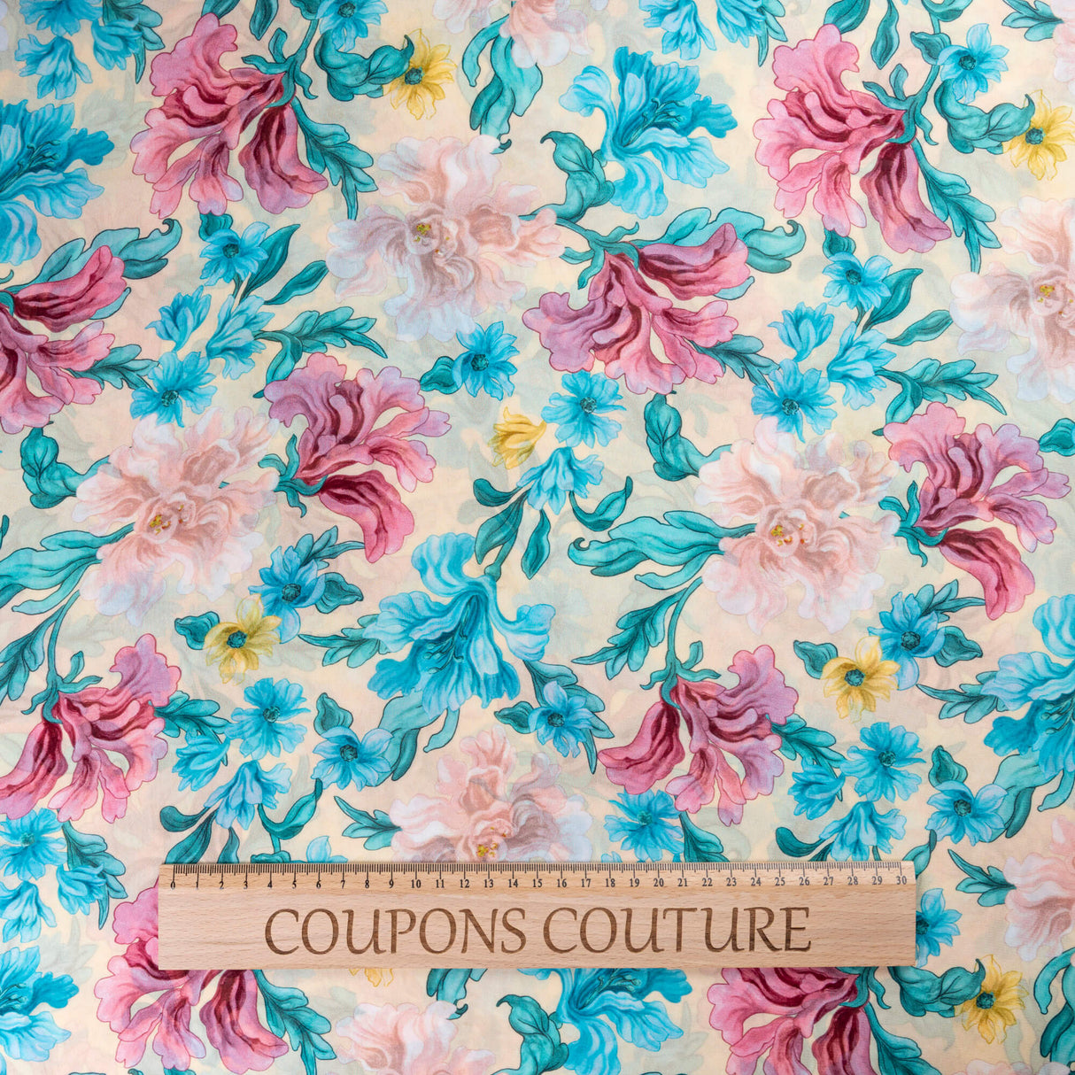Georgette 100% viscose - Fleurs pastel multicolores