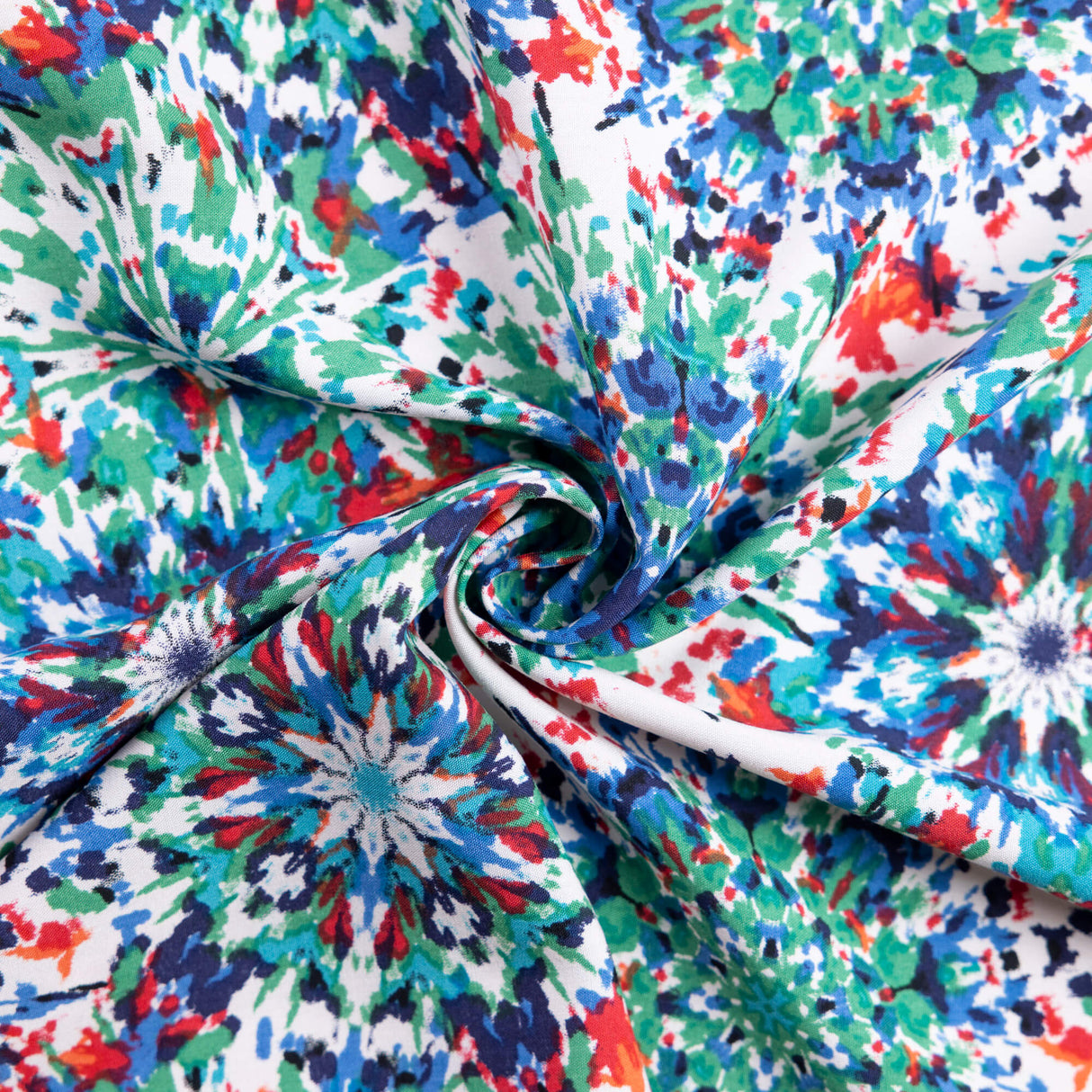 Étoffe 100% viscose - Rosaces aquarelle multicolores