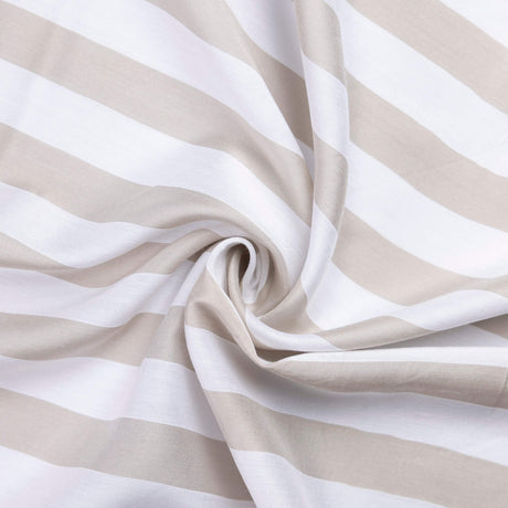 Mini ottoman de viscose - Rayures sable et blanc