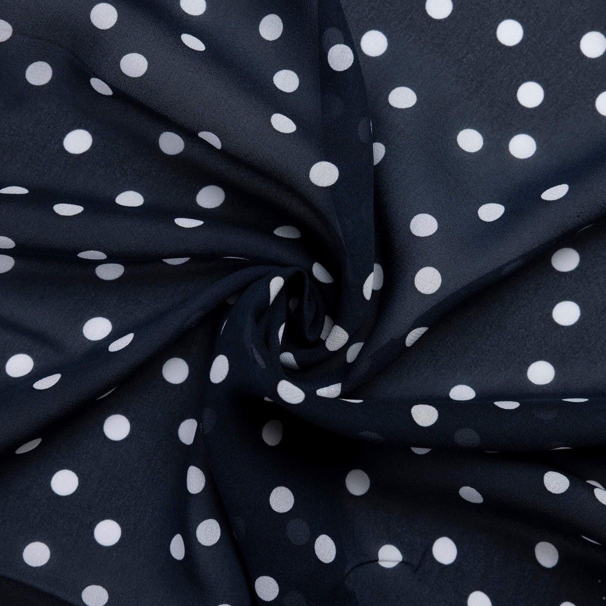 Georgette 100% viscose - Pois blancs sur fond noir