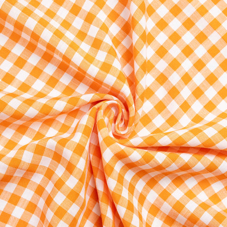 Tissu vichy polyviscose - Orange