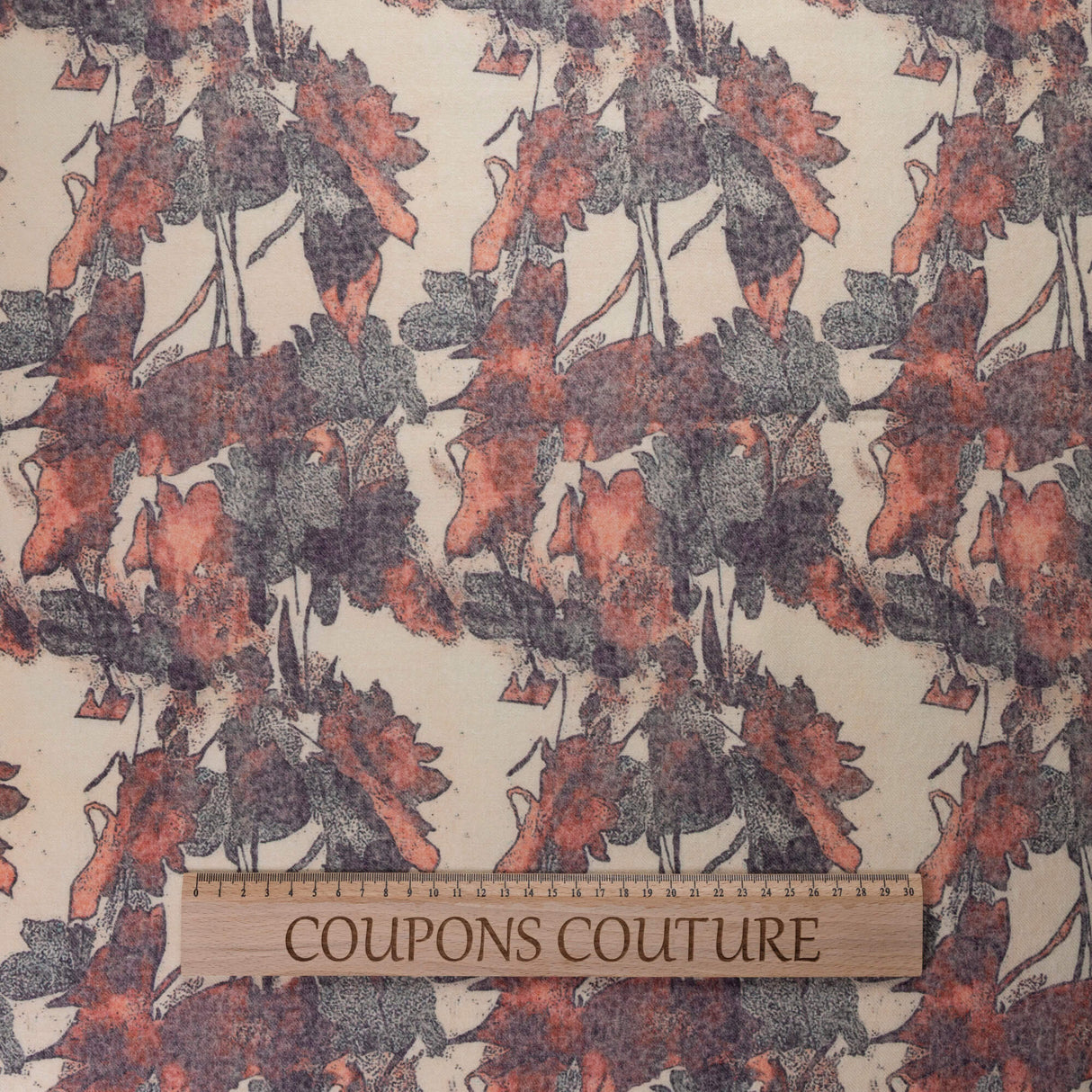 Flanelle 100% laine - Fleurs terracotta