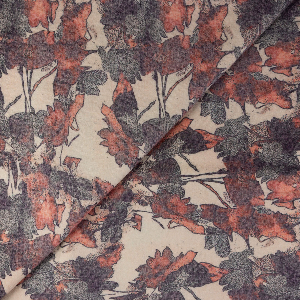 Flanelle 100% laine - Fleurs terracotta