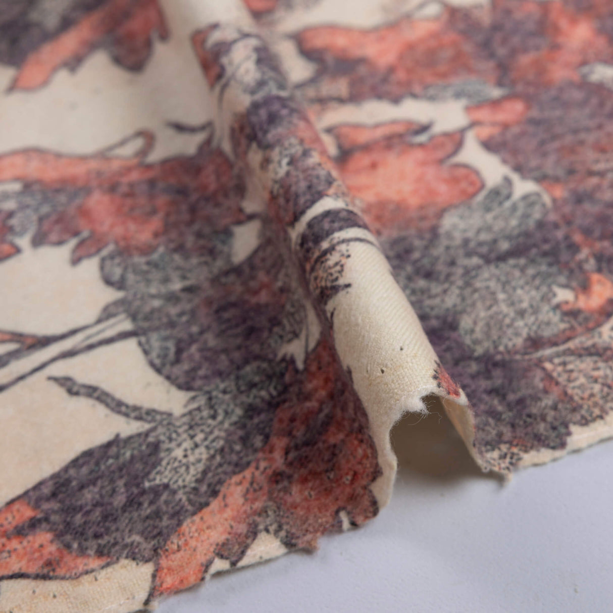 Flanelle 100% laine - Fleurs terracotta