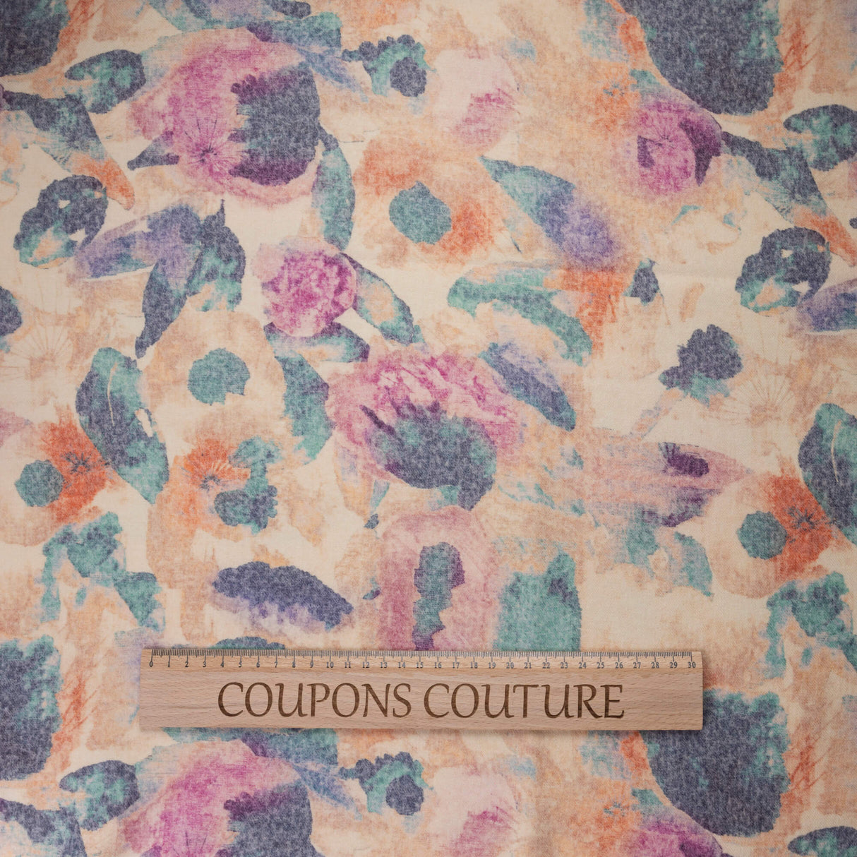 Flanelle 100% laine - Fleurs aquarelle multicolores
