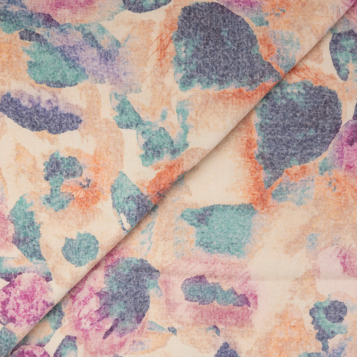 Flanelle 100% laine - Fleurs aquarelle multicolores