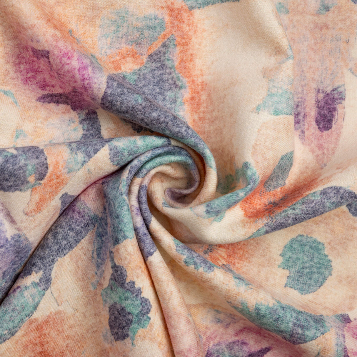 Flanelle 100% laine - Fleurs aquarelle multicolores