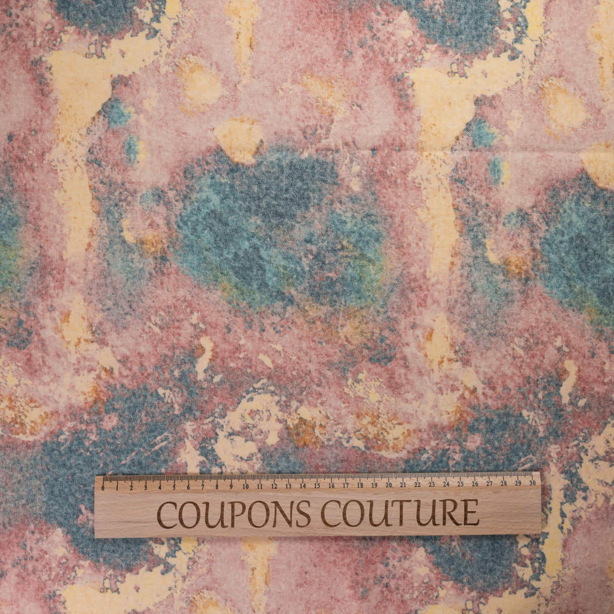 Flanelle 100% laine - Abstrait rose et bleu