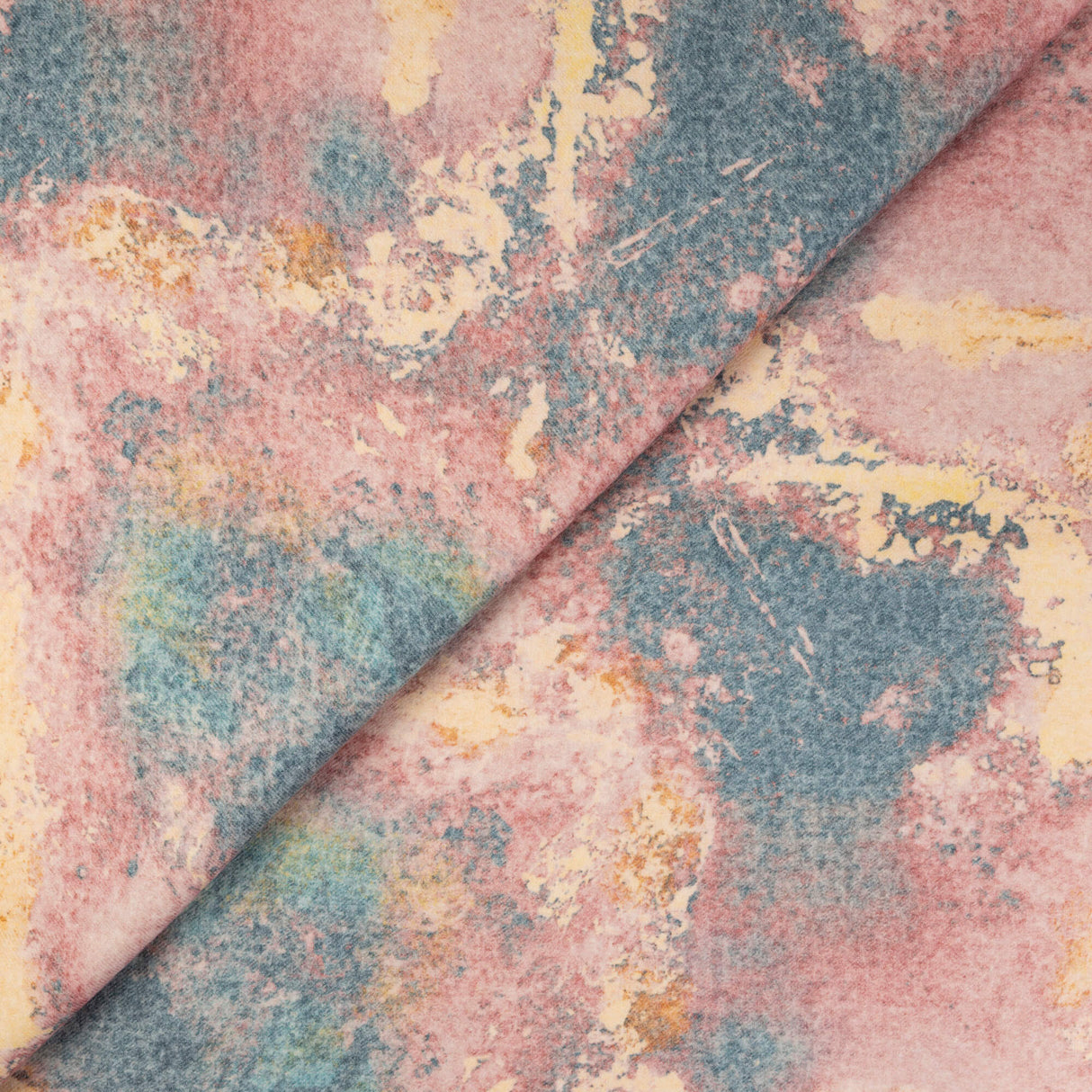 Flanelle 100% laine - Abstrait rose et bleu