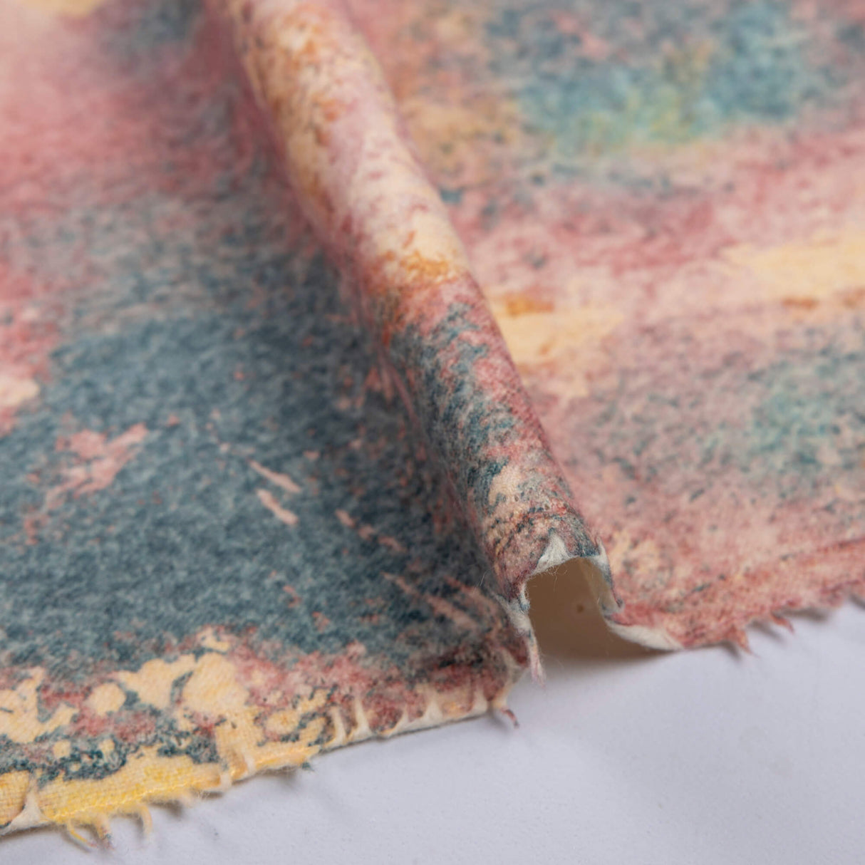 Flanelle 100% laine - Abstrait rose et bleu