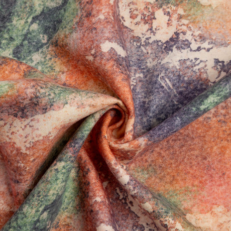 Flanelle 100% laine - Abstrait orange et vert