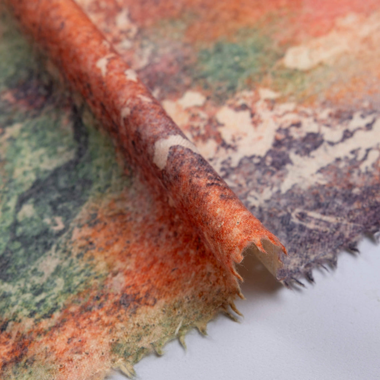 Flanelle 100% laine - Abstrait orange et vert