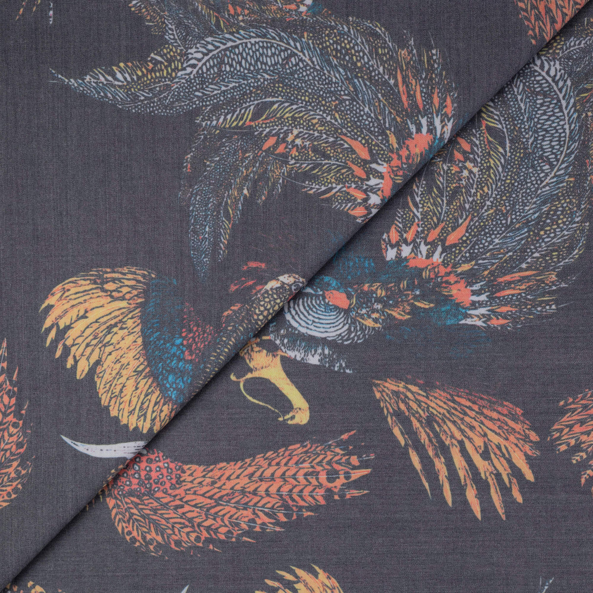 Gabardine de laine extensible - Oiseaux exotiques multicolores