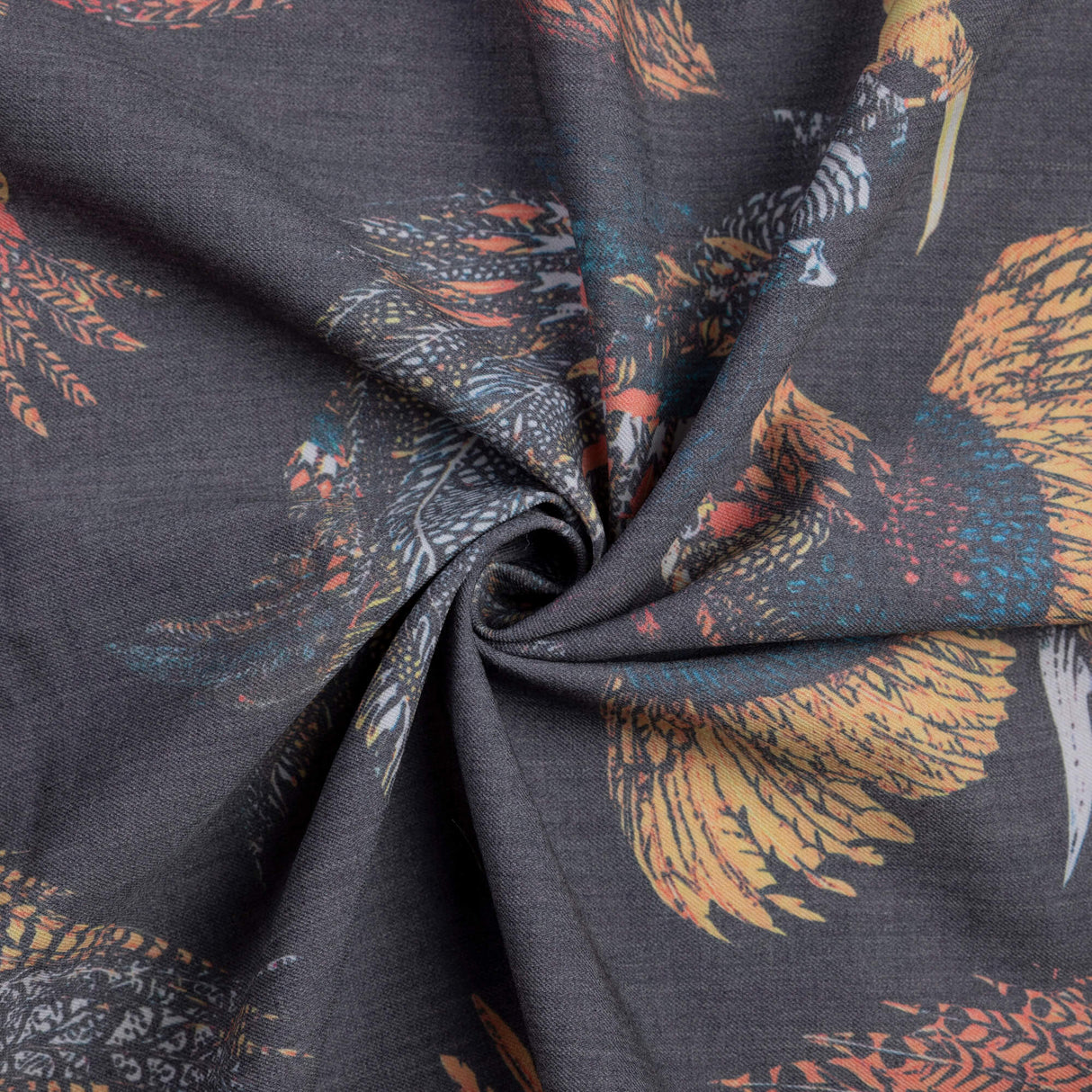 Gabardine de laine extensible - Oiseaux exotiques multicolores