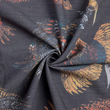 Gabardine de laine extensible - Oiseaux exotiques multicolores