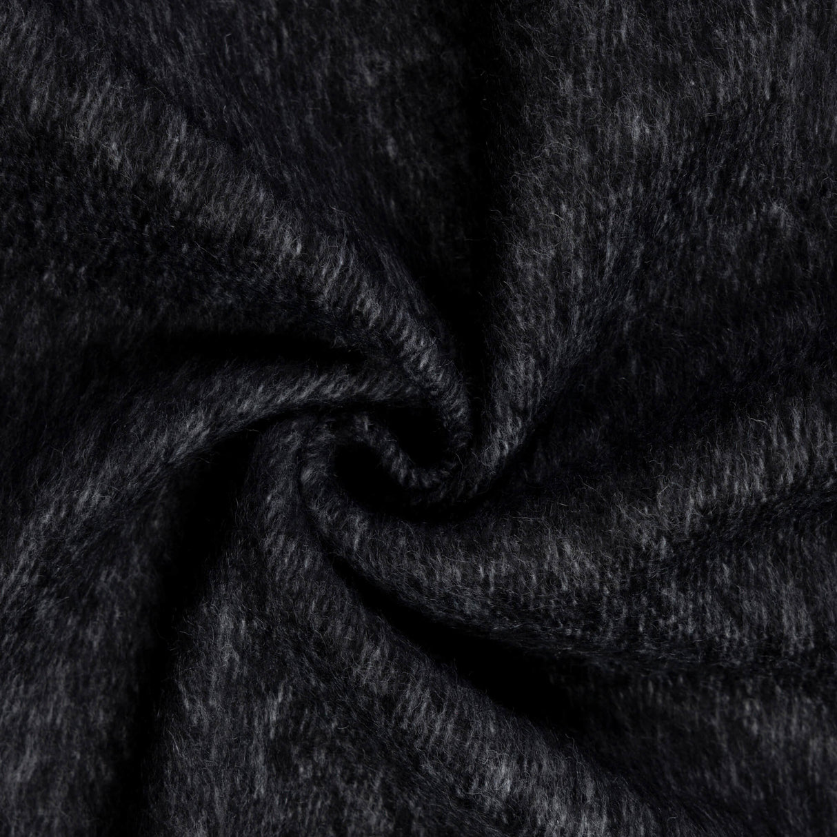 Tweed de laine foulé - Noir chiné