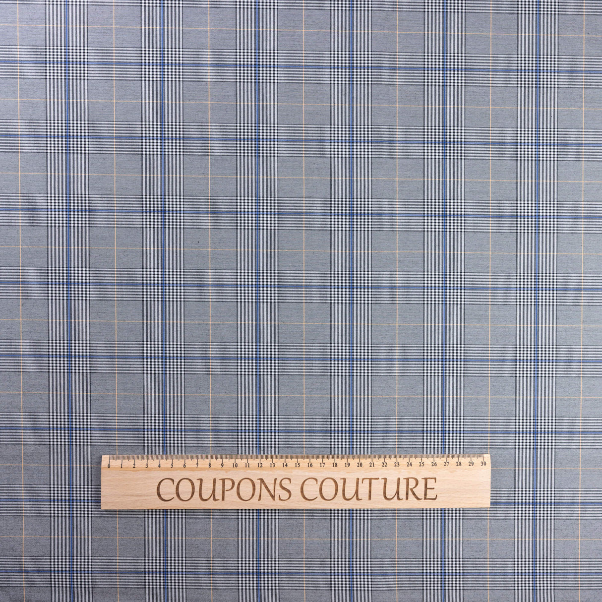 Tissu tailleur clan - Prince-de-galles gris bleu