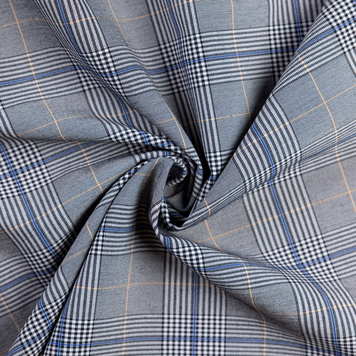 Tissu tailleur clan - Prince-de-galles gris bleu