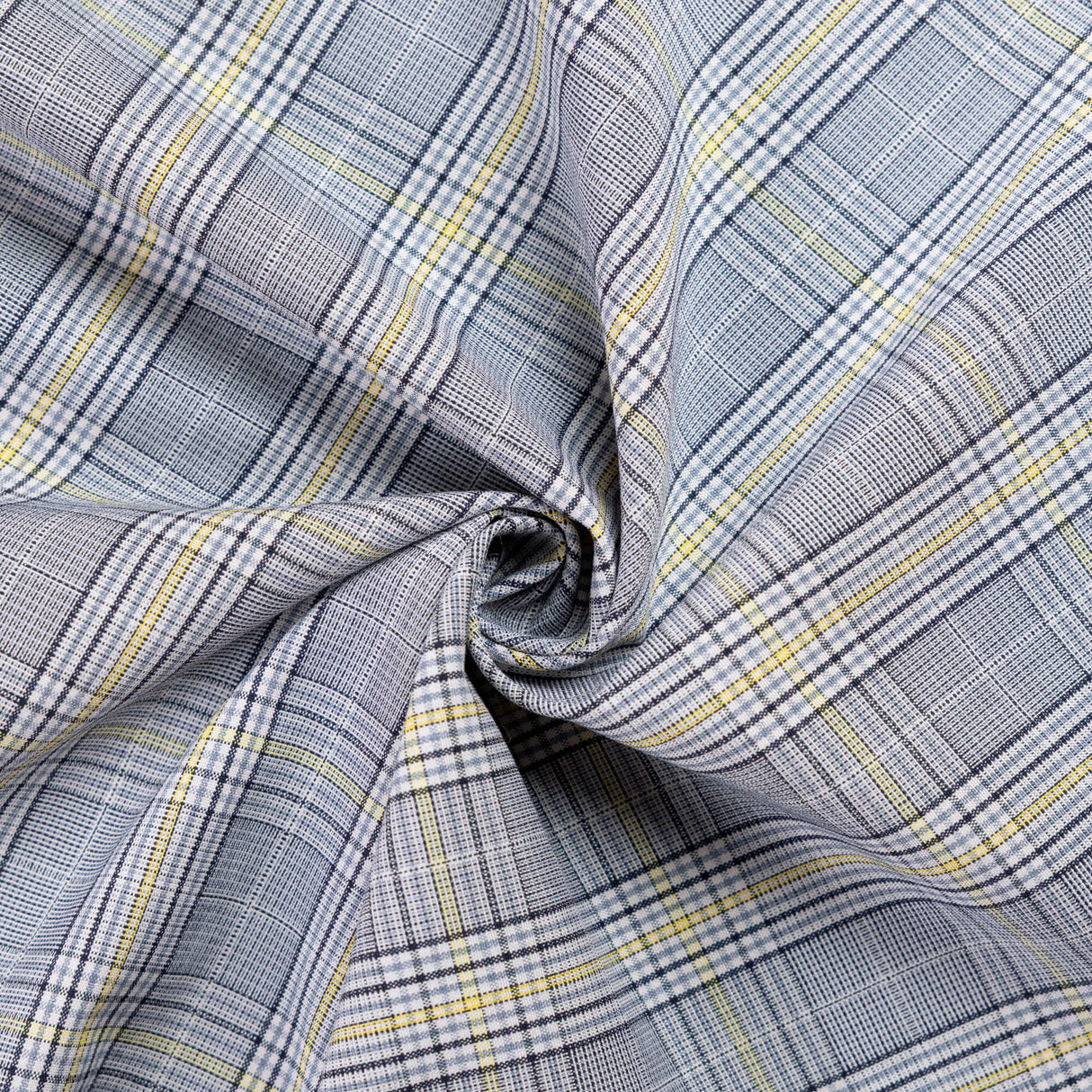 Tissu tailleur clan prince-de-galles - Gris clair à carreaux jaunes