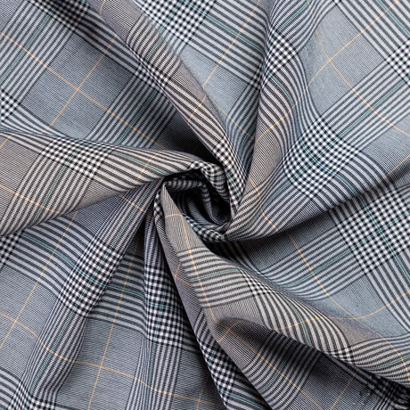 Tissu tailleur clan prince-de-galles gris bleu et vert