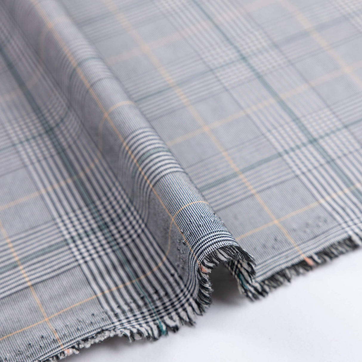 Tissu tailleur clan prince-de-galles gris bleu et vert