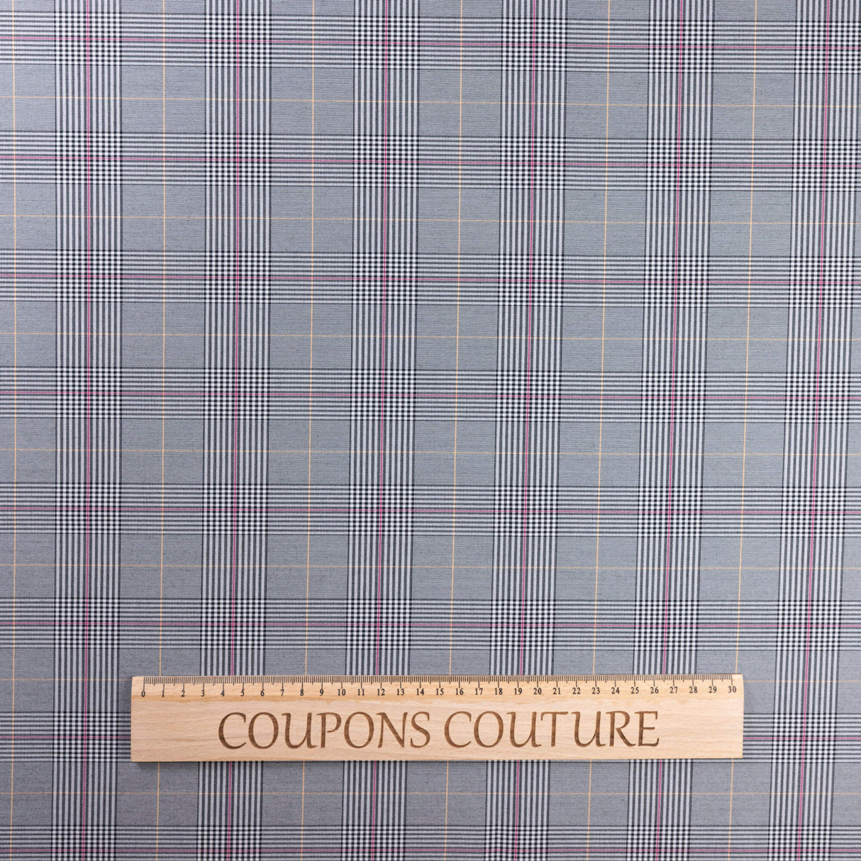 Tissu tailleur clan - prince-de-galles gris, moutarde et rose