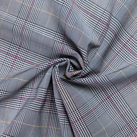 Tissu tailleur clan - prince-de-galles gris, moutarde et rose