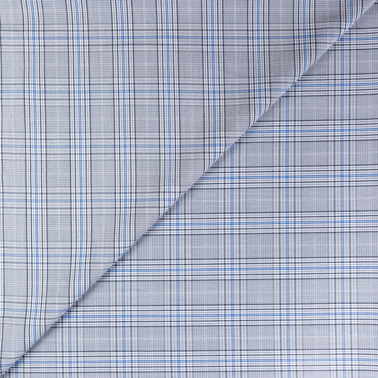 Tissu tailleur clan - Prince-de-Galles gris et bleu