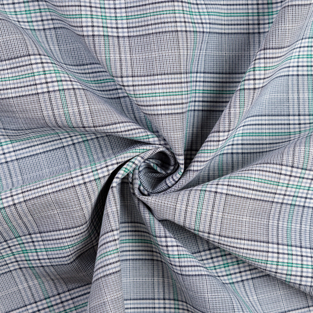 Tissu tailleur clan - Carreaux gris et verts