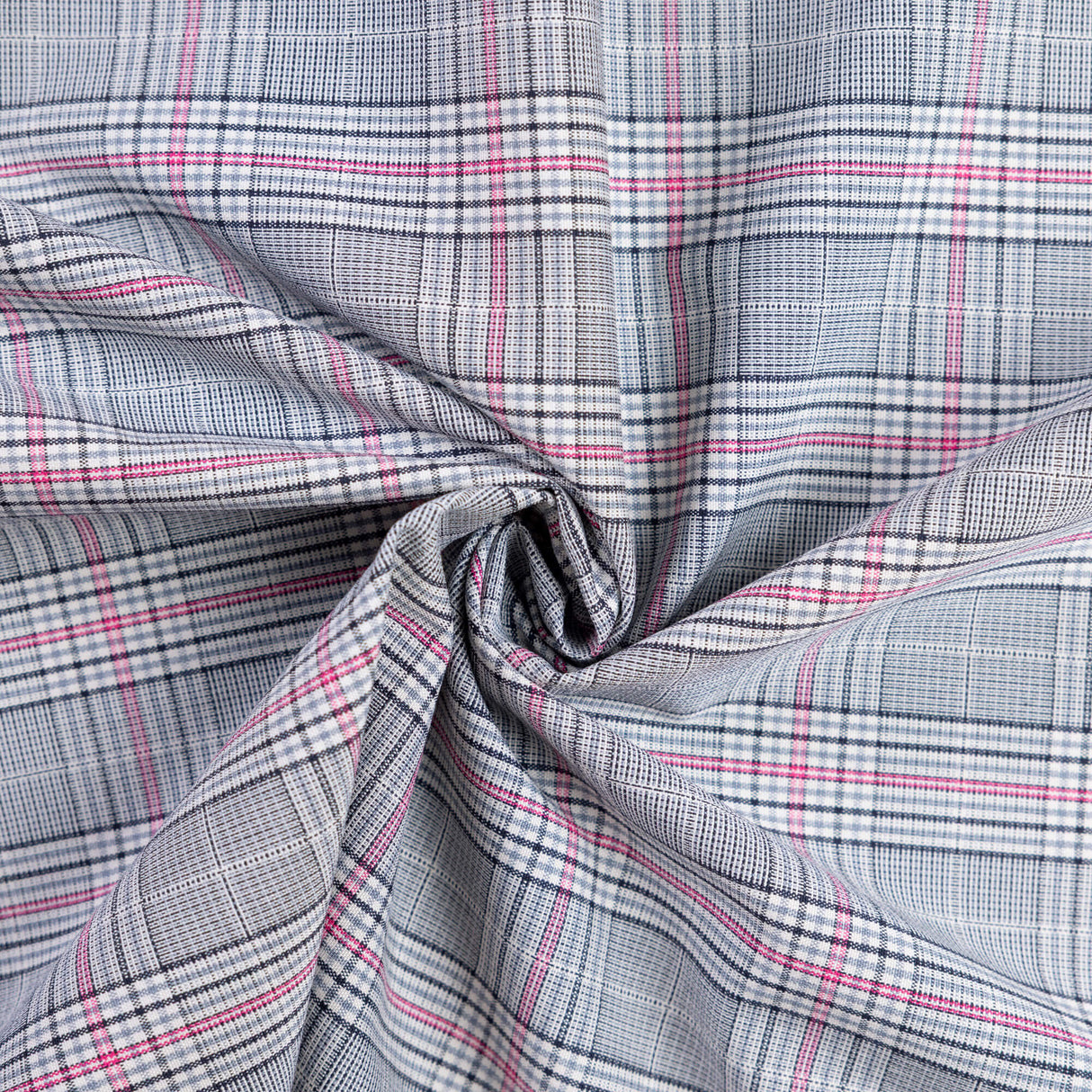 Tissu tailleur clan - Carreaux gris et rose