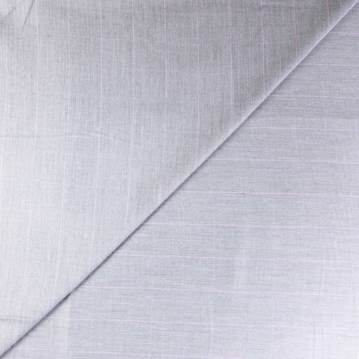 Étoffe de viscose - Gris à fines rayures roses