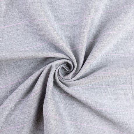 Étoffe de viscose - Gris à fines rayures roses