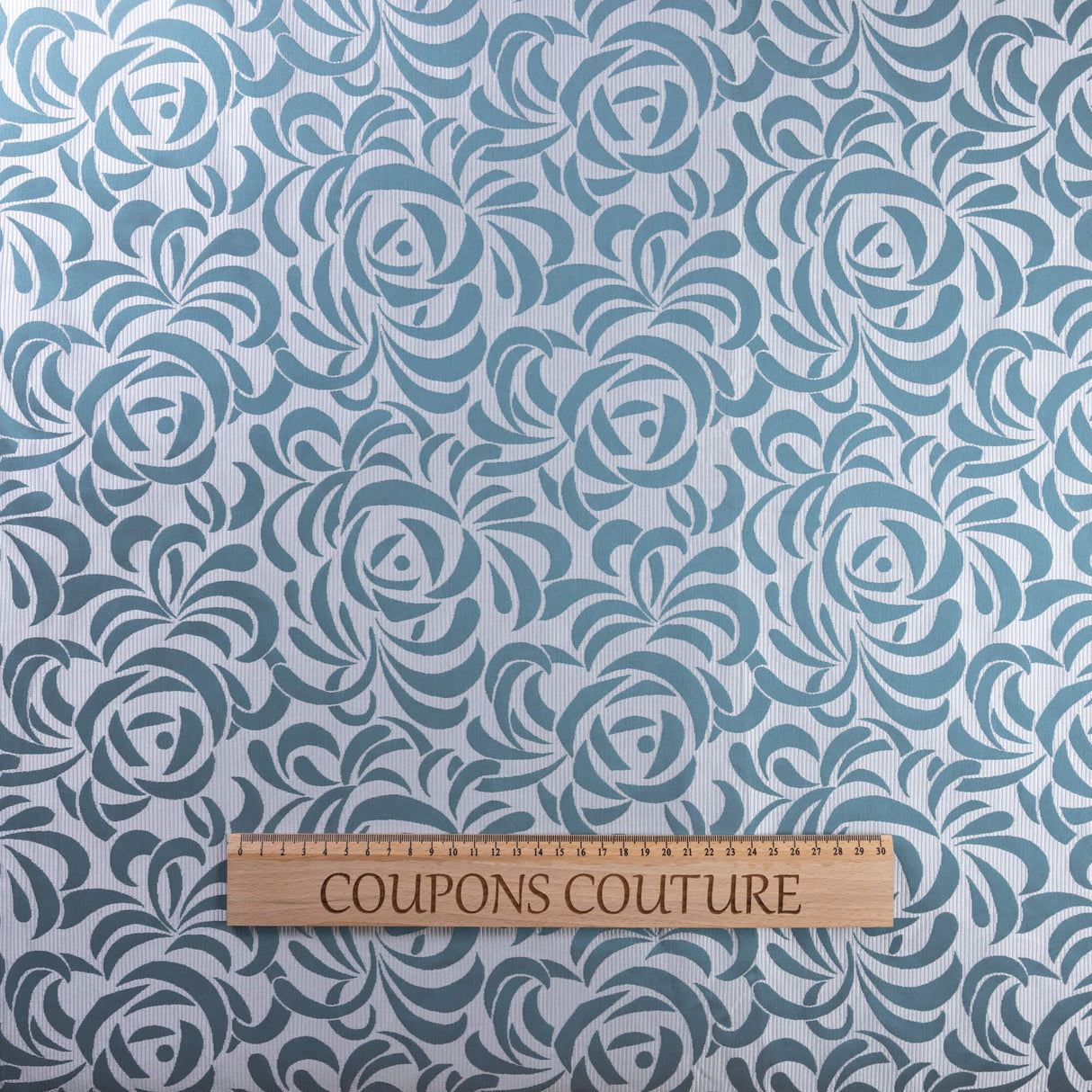 Jacquard ottoman - Fleurs bleu céladon